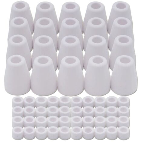 60 PièCes pour PT-31 -40 WSD-LG40 Consommables de Coupe Plasma Alumine CéRamique Bouclier Tasse 18204 et Anneau Gaz 18785 (1/4)