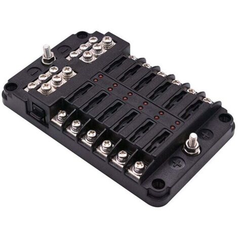 Kriogor Blocs ATC/ATO avec Relais, Porte Fusible Voiture 12v, 4 Voies Boîte à Fusibles, Indicateur LED pour Bateau, Fourgonnette et Voiture
