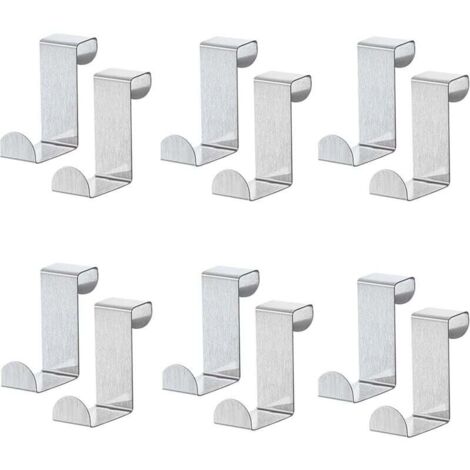12 Crochets En Z Crochet En Acier Inoxydable Crochets De Garde Robe Crochets Suspension De Porte Au Dessus Du Crochet De Porte pour Placards Cuisine, Portes Placard, Cuisine, Chambre à Coucher (1/4)