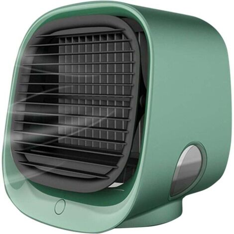 Refroidisseur d'air portable, mini humidificateur (3 vitesses), ventilateur de bureau USB, climatiseur de bureau à domicile (vert) (1/4)