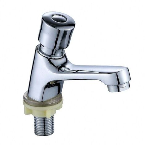 Alovez – Robinet poussoir temporisé G1/2 – Laiton chromé – Fonction temporisation 4-6s – Pour salle de bain et cuisine