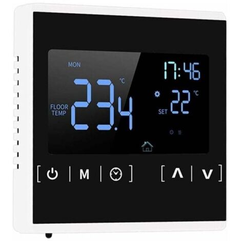 Thermostat pour Chauffage électrique au Sol, température programmable et Affichage LCD avec Double température et Double contrôle, câble de capteur Externe de 3 mètres, Thermostat Intelligent 85X85X16 (1/4)