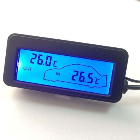 Thermomètre numérique 12v thermomètre de voiture rétro-éclairage mini compteur de température (1/3)