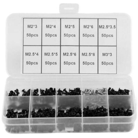 500 Pièces Vis Pour Lunettes Tete Ronde Kit De Vis Pour Ordinateur Portable Universel M12 M14 M2 Noir 90046355