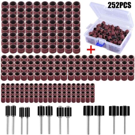 252 Pièces Tambour De Ponçage avec Boîte Gratuite, Comprenant 240 Pièces Bandes de Ponçage et 12 Pièces Tambour Mandrin pour Outils Rotatifs (1/4)