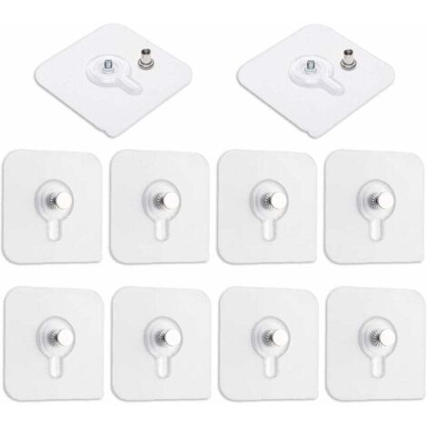 Lot de 10 Accroche Tableau Sans Percer, Transparent Languette Crochets Adhésives pour Cadres Photo Mural, Miroir et Affiches (1/4)