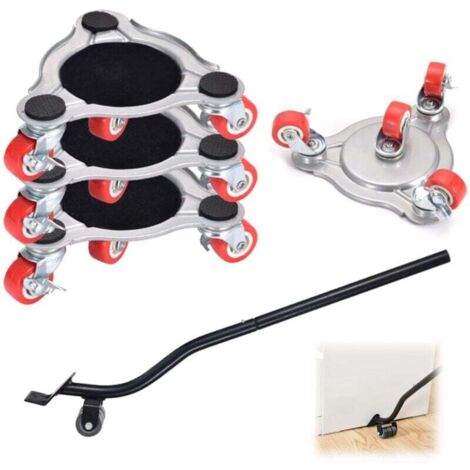 5 pièces Roulettes pour Meubles Charge Lourde, Lève-Meubles, Roulettes Pivotantes avec Frein à Pied, Rotatif à 360 Degrés, Charge de 400 kg, pour DéPlacer des Canapé, Commodes (1/4)