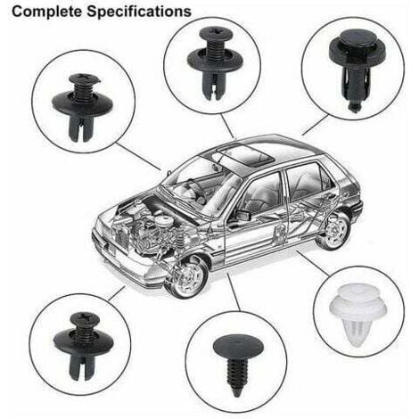 100 Pièces Clips Voiture Universel, 6 Taille Clips De