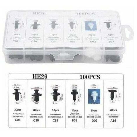 100 Pièces Rivet Clips Auto Plastique Nylon Universal, Clips