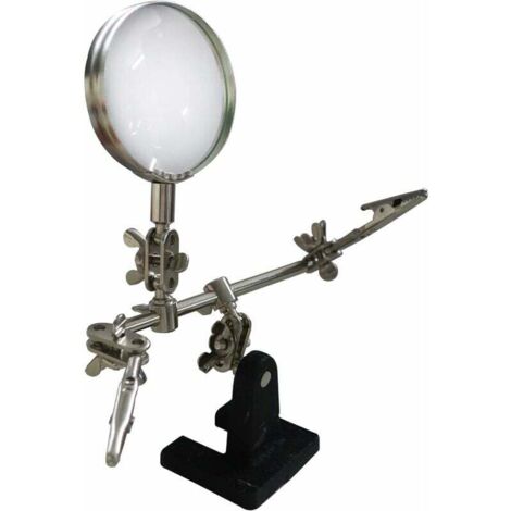 BIGtec Troisième Main Avec Loupe - Outil De Soudure Avec Pinces Crocodiles Interchangeables Et Base Stable