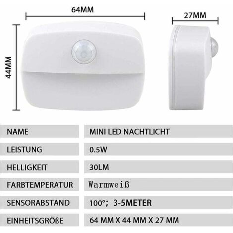 NUOBESTY Veilleuse LED Adhésive Lampe De Chevet Économe - Éclairage Armoire Placard Tiroir Avec 5 LED Et Bouton