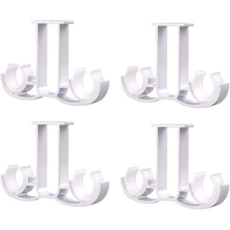 Lot de 4 supports de tringle à rideaux en aluminium, fixation murale double au plafond, en alliage, pour salle de bain et salon (blanc)
