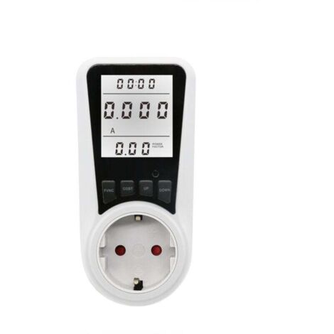 Prise de wattmètre de compteur d'énergie blanche, prise de compteur d'énergie à 7 modes, écran LCD, max 3680 W,lumière blanche (1/3)