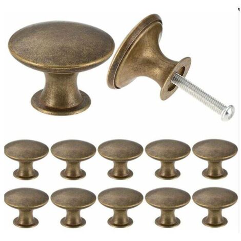 Lot de 12 boutons de placard vintage chic en laiton antique pour porte de meubles de cuisine ronds de 30 mm (1/4)