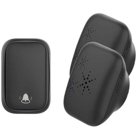 Sonnette sans fil auto-alimentée, pas besoin de pile, portée 150 m, prise européenne, 1 sonnette 2 récepteur (noir) (1/4)