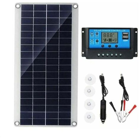 Panneau solaire 30W 12V, Kit de panneau solaire, Kit de chargeur de batterie avec contrôleur de Charge solaire 20A, extérieur, jardin