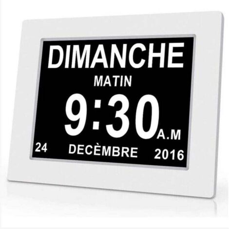 Horloge calendrier numérique One Piece 7 pouces avec date et heure, horloge Alzheimer pour parents, rappel de médicaments pour grands-parents et enfants - Blanc - 20414324mm