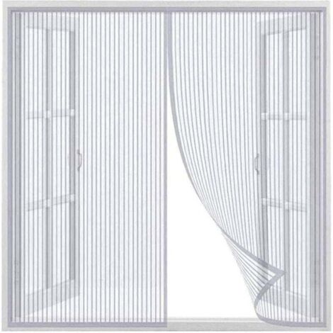 Rideau de moustiquaire magnétique fenêtre,rideau de moustiquaire pour porte, garder l'espace de porte et fenêtre respirant,Blanc,120x150cm (1/4)