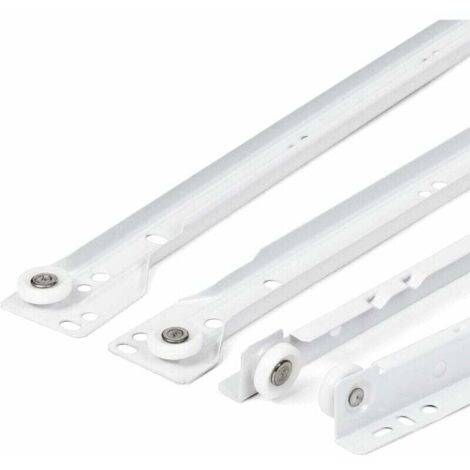 Coulisse Tiroir 400 mm - Lot de 2 (1 paire) Rails pour Tiroir Coulissants, en blanc, Système de Glissière à Sortie Partielle - Kit de Tiroir Coulissants à montage facile