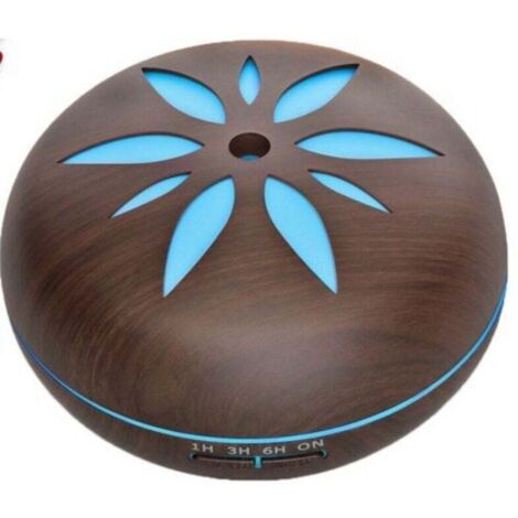 Humidificateur ultrasonique d'atomiseur de diffuseur d'aromathérapie de 550ML brun foncé, bande lumineuse d'aromathérapie d'huile d'aromathérapie d'humidificateur d'intérieur 7 couleurs LED bois foncé (1/4)