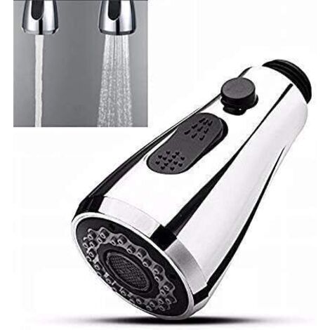 Robinet de cuisine avec douchette extractible et bouton d'arrêt, 2 types de jets, tête universelle Pro (1/5)