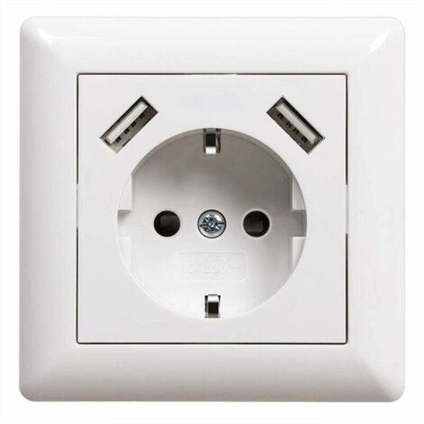 Prise de courant USB encastrable avec prise USB (max. System 55 Prise murale à contact de protection pour smartphone MP3 Blanc brillant 2,1 A (1/4)
