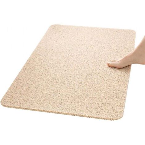 Tapis de douche antidérapant avec trous de drainage, tapis de douche pour zones humides (40x60cm, beige) (1/4)