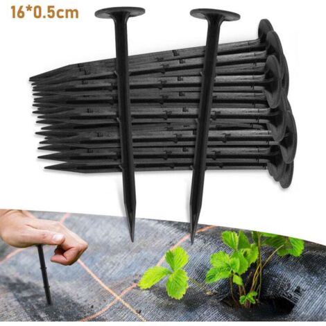 Lot de 200-1000 piquets de fixation terre - L. 15 cm - Plastique - Noir (400 Piquets) (1/4)