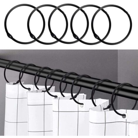 24 pièces Anneaux de Rideau de Douche, Crochets de Rideau de Douche antirouille pour Salle de Bain, Anneaux décoratifs circulaires pour Rideaux de Douche et Crochets de Tringle de Douche (1/4)