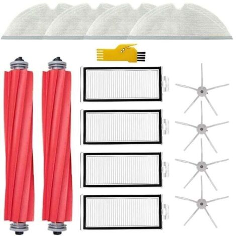 Kit d\'accessoires pour Roborock Q7 Max+ Q7 Max Q7+ Q7 Robot Aspirateur Pièces de rechange 14 Packs 2 Brosses principales & 4 Filtres & 4 Brosses latérales & 4 Balais à franges