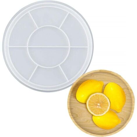 Moule Resine Epoxy Plateau, Moule Plateau en Résine Silicone, Moule Silicone Resine Epoxy, Moule en Silicone pour Resine Sous Verres, Rond Moule Résine Coaster pour Cendriers, Assiettes, Tapis (1/4)