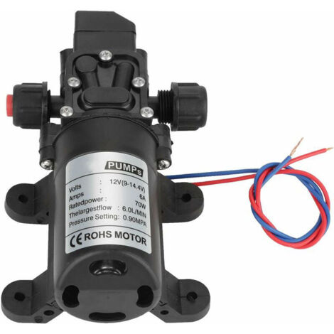 Pompe à eau auto-amorçante - DC 12V 0.9Mpa 6L/Min pompe à haute pression de l'eau du diaphragme 70W auto-amorçante