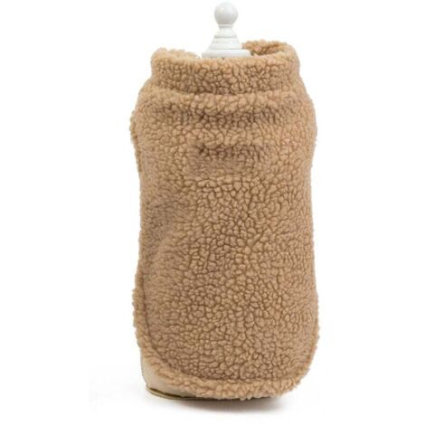 CSPARKV-EU(cou : 23 cm dos : 20 cm poitrine : 32 cm)Vêtements pour Animaux Manteau d'hiver Chaud en Polaire pour Petit Chien Fleece Pullovers Chiot Chat Sweater Jumper Chihuahua Costume Marron S (1/4)
