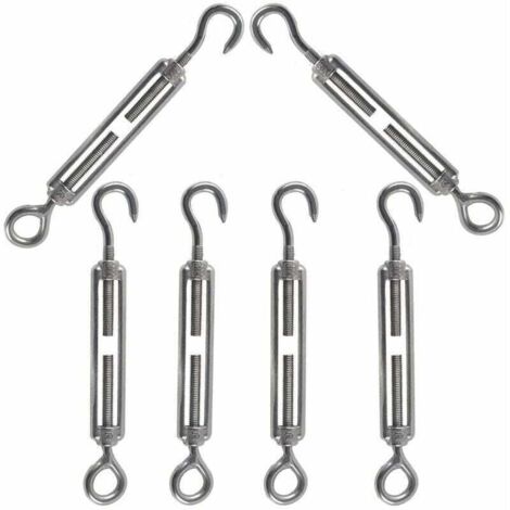 M5 Tendeur Cable Tendeur Crochet et œil Acier Inoxydable 304 Tendeur Réglable Tendeur de Fil Utilisé pour Tendre le Fil d'acier l'antenne Corde à Linge Chaîne 6PCS