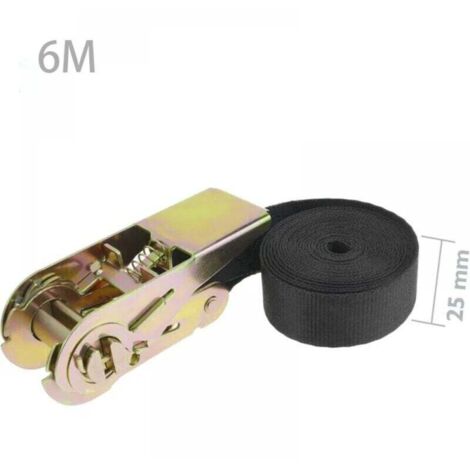 1 Pièces 800kg Sangles d'arrimage à cliquet, Sangle à cliquet, 6 m x 25 mm, pour Moto, Voiture, remorque, Bagages (1/4)