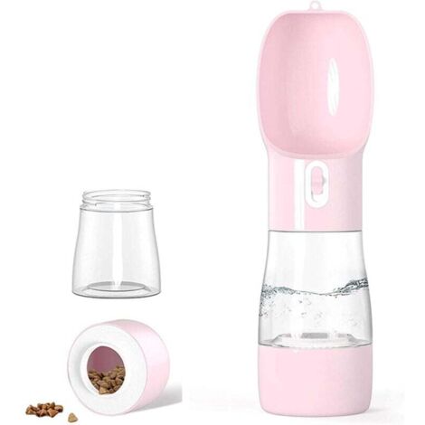 Bouteille d'eau de voyage pour chien - Distributeur portable pour chien et chat pour la marche, les voyages, la randonnée - Récipient extérieur multifonctionnel (Rose) (1/4)