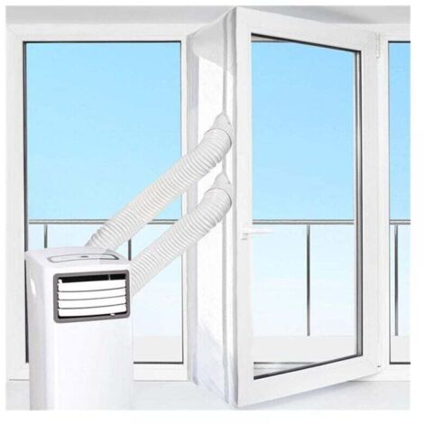 Kit Calfeutrage Climatiseur Mobile Porte Fenetre 400cm, pour Climatiseurs, Sèche-linge et Déshumidificateurs Tuyau évacuation Calfeutrage Fermeture éclair, Facile a Installer