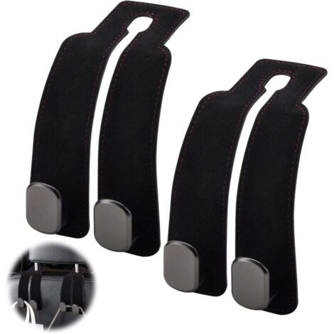 Lot de 2 crochets pour appuie-tête de voiture,Crochets pour Siège de Voiture Universel Support Crochet D'appui-Tête de Aiège Arrière de Voiture Accessoires intérieurs de voiture Cintre (noir) (1/4)