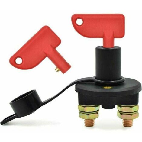 Coupe-Batterie pour Voiture, 12 / 24V, 500A max Isolateur Interrupteur Automobile Urgence Interrupteur pour Voiture, Coupe Circuit Batterie Camion, Bateau, Véhicules