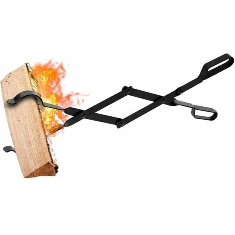 Pince à bois cheminée 66cm avec poignées À toute épreuve Pinces à feu pour Intérieur Poêle à bois Fer forgé Pinces À Bois De plein air Pince à bûches de bois pour Feu de camp Foyer Outils (1/4)
