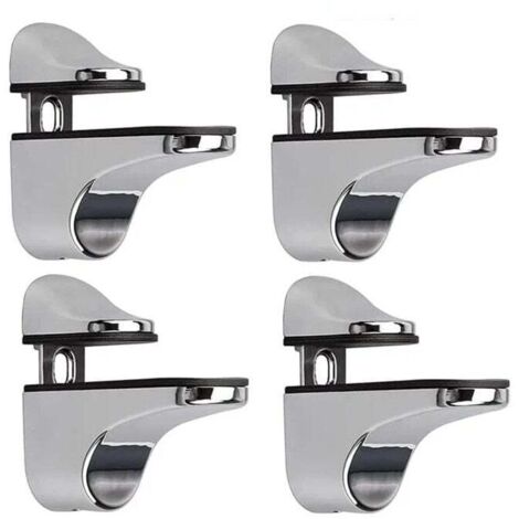 Support D'étagère en Verre Réglable, 4 Pcs Support D'étagère en Verre, Pince en Verre à Fixation Murale, Support pour Étagères en Verre, pour Tablette Verre-Étagère murale (1/4)