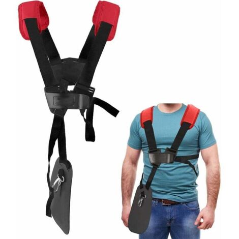 tondeuse à bandoulière-tondeuse à harnais double épaule avec ceinture de nylon durable Adjuestable pour débroussailleuse ou Gardenning pour STIHL FS, taille-bordures série km (Rouge) (1/4)