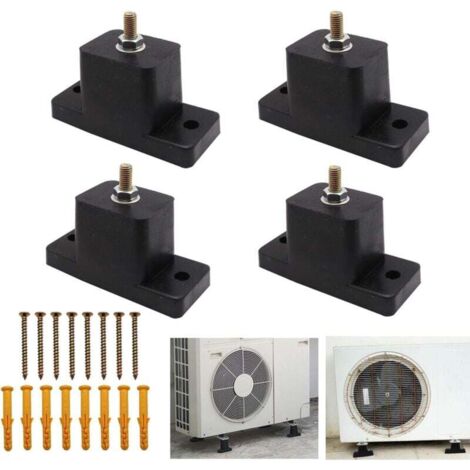Lot de 4 coussinets en caoutchouc anti-vibration, support de montage pour climatiseur, coussinets absorbant les chocs pour unités à condensateur AC mini split sans conduit