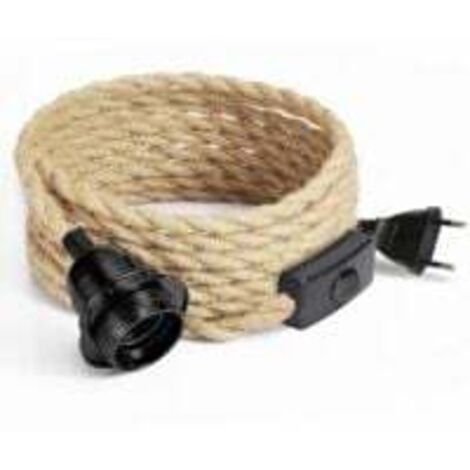 4.5M Câble électrique en lin 2 Conducteurs, avec E27 Douille et Interrupteur, pour DIY Lampe(sans ampoule) (1/5)