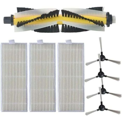 Lot de 8 brosses latérales principales de rechange pour aspirateur robot Bagotte BL509, 1 brosse rouleau principale, 4 brosses la (1/4)