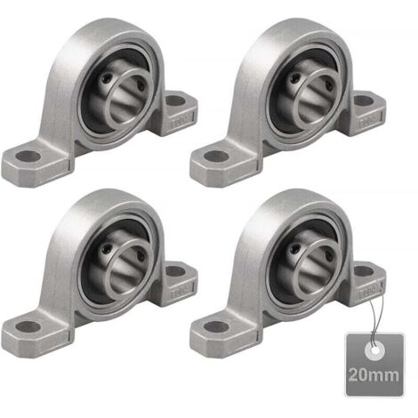 (Taille : 20mm,KP004)4 Pièces Roulements de Bloc d'oreiller, Palier Roulement, Roulements à Billes, Roulements Alliage de Zinc, Paliers a Semelle, Roulements à Billes, avec Base en fonte solide (1/4)
