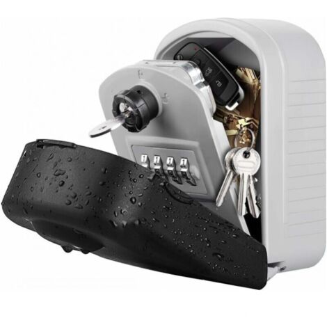 [Nouvelle génération] Gris Sécurisée Grand Boîte à Clefs avec Code & Clés d'urgence, Boîte a Clefs Murale avec Couvercle de Protection Extérieur pour Usine, Voiture, Garages (1/4)