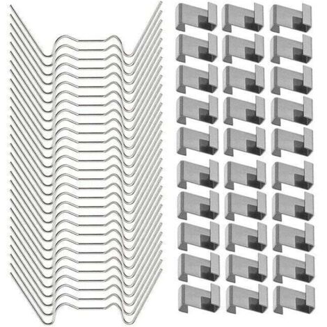 100 Pcs Clips de fixation pour vitre de verre à effet de serre en acier inoxydable avec 50 clips de fil W pour vitrage en serre et 50 clips de chevauchement en Z pour vitrage de serre (1/4)