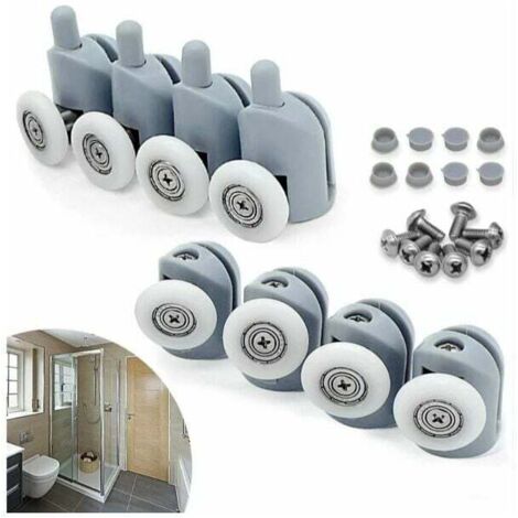 Lot de 8 Roulettes Coulissantes Porte, 23mm Galet Rouleau Roulette Roue pour Cabine Salle de Bain (1/4)