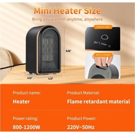 Chauffage électrique Silencieux Avec Protection Contre La Surchauffe Et Le Basculement Chauffage En Ceramique Ptc Adapte Au Bureau Et A Chambre 97409432